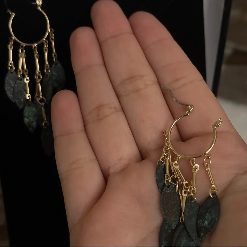 Tassel gold tone chandelier earrings